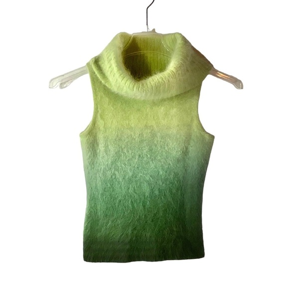 Vintage Sweaters - Angora Sweater Turtleneck Green Ombre Knit  Size M Ghajar Ghajar Vintage